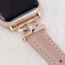 1条装饰时尚优雅纤薄真皮表带，兼容 Series 10/9/8/7/6/5/4/3/2/1 SE，女士款，金色、银色、万圣节黑色吊坠可选，运动纤薄风格，尺寸：38mm、40mm、41mm、42mm、44mm、45mm、46mm、49mm，兼容 Ultra/Series 10/9/8/7/6/5/4/3/2/1 SE - 玫瑰粉 - 查看 5