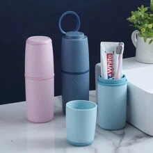 1入組旅行用沖洗杯,便攜式情侶杯,牙刷杯,塑料杯,刷牙杯,出差旅行牙膏和牙刷盒