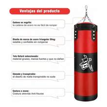 Saco Boxeo Costal Profesional Artes Marciales Uso Rudo 1.2m - Rojo - Ver 3