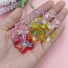 10入組/袋,30mm透明掛孔空心梅花五角星diy珠寶配件手工吊墜車內鑰匙扣材料顏色