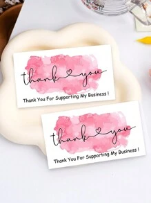 50pcs Thank You For Your Purchase Business Decorative Adhesive Stickers Labels Cards - Pink - View 1