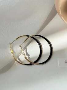 topshiny 1 对韩式吊坠耳环，女士夸张树脂圆形耳环，时尚别致的环形耳环 - 黑色 - 查看 3