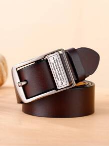 男士皮革針扣腰帶 - 咖啡棕 - 查看 1