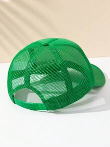 1pc Men's Outdoor Casual Adjustable Breathable Baseball Mesh Cap Trucker Hat With Letter Pattern - Green - View 3