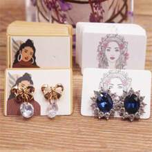 100pcs/pack 3.5x2.5cm White Cardboard Jewelry Display Cards For Women/girls With Earring Holes, Display Accessories For Jewelry Sets - brown face - View 3