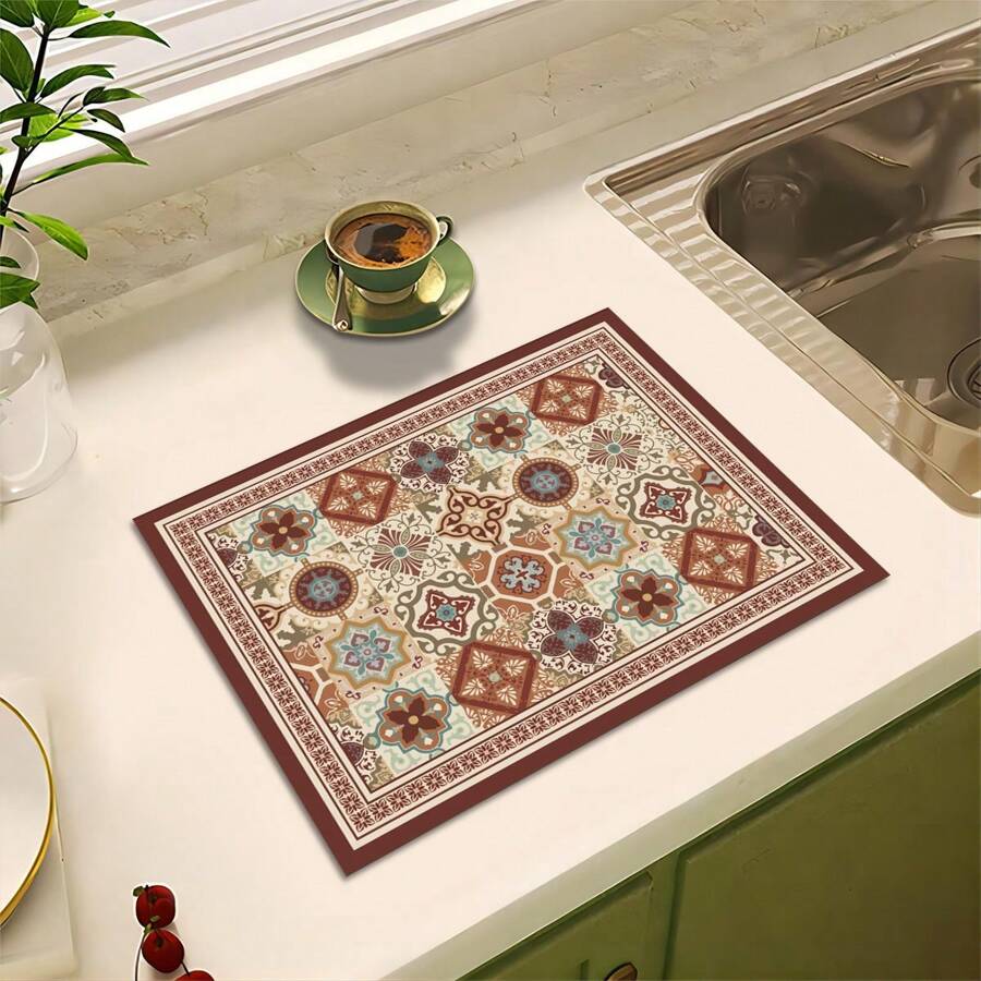 1pc, retro coffee patterns, moistureproof absorbent coffee pads