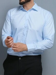Men Shirts - 淺藍色 - 查看 4