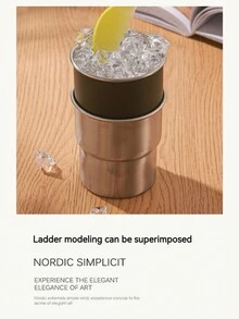 1入組家庭野營夏天戶外杯子使用304不銹鋼技術即可使用至和咖啡,你的野營經驗(杯子+蓋+木頭套)