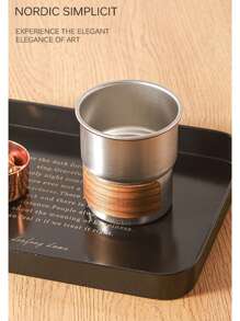 1入組家庭野營夏天戶外杯子使用304不銹鋼技術即可使用至和咖啡,你的野營經驗(杯子+蓋+木頭套)