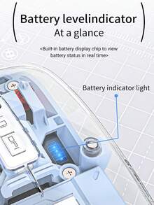 全透明光學無線滑鼠,適用於辦公桌面/平板電腦/筆記型電腦,帶有呼吸燈和充電電量顯示功能 - 藍色 - 查看 5