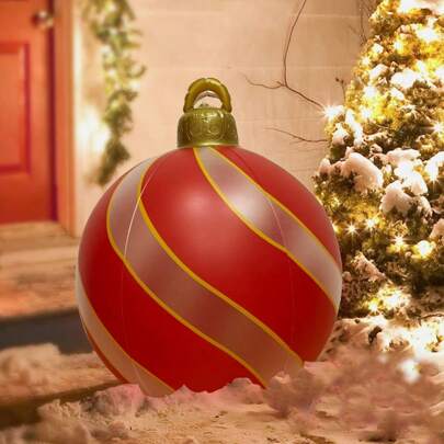 Palline di Natale gonfiabili, ornamenti decorati per Natale, sfere da 24 pollici per uso esterno, decorazioni PVC Xmas per prato e giardino, per vacanze (classico)