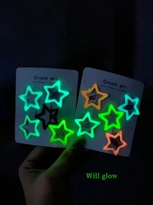 10pcs/Set Colorful Glow-In-Dark Star Hair Clips, Barrettes & Hair Accessories Women Fashion Hair Decor For Stage Performance, Y2k Claw Clips, School Stuff, Head Accessories, Hairpin - Multicolor - View 9