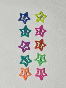 10pcs/Set Colorful Glow-In-Dark Star Hair Clips, Barrettes & Hair Accessories Women Fashion Hair Decor For Stage Performance, Y2k Claw Clips, School Stuff, Head Accessories, Hairpin - Multicolor - View 5