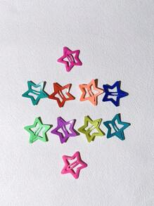 10pcs/Set Colorful Glow-In-Dark Star Hair Clips, Barrettes & Hair Accessories Women Fashion Hair Decor For Stage Performance, Y2k Claw Clips, School Stuff, Head Accessories, Hairpin - Multicolor - View 7