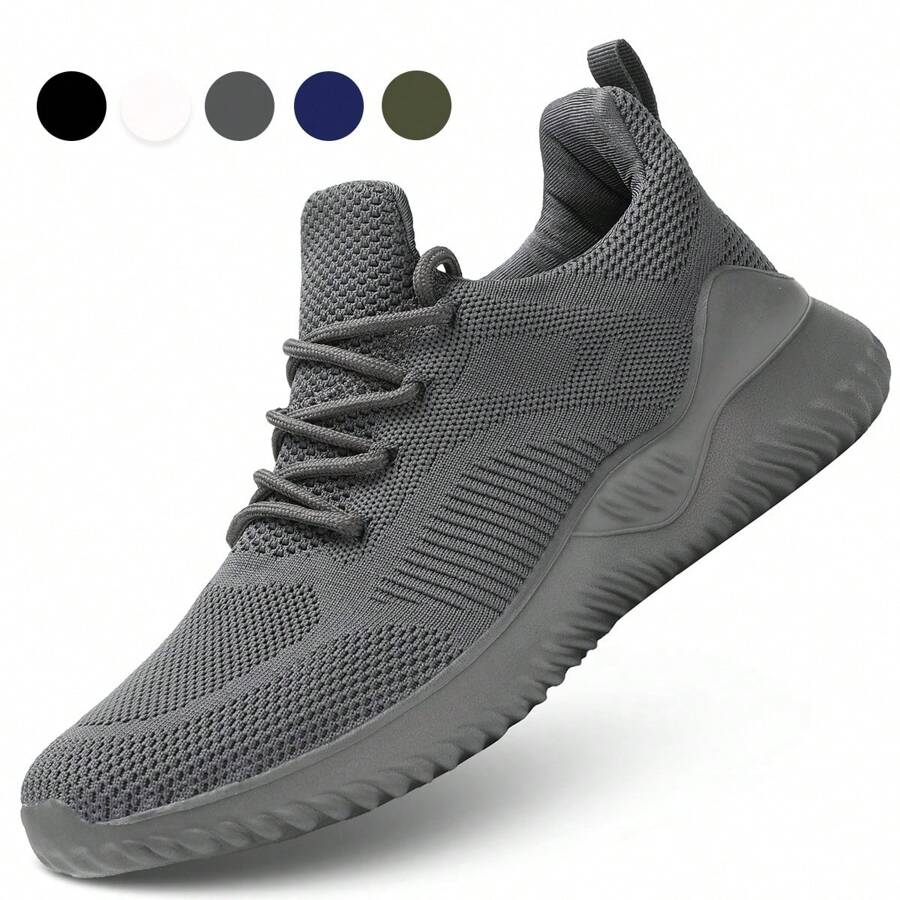 Men's Non Slip Running Shoes Ultra Light Breathable Casual Walking Shoes Fashion Sneakers Mesh Workout Sports Shoes - 灰色 - 查看 1