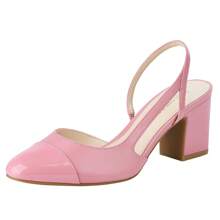 JENN ARDOR Women's Slingback Low Heels Block Heel Pumps Closed Toe Ankle Strap Splicing Color Chunky Heels Work Event Wedding Shoes 2.5 Inch - Hồng - Xem 7