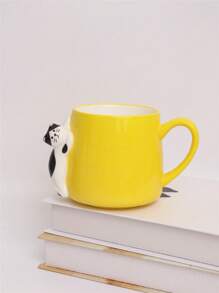 1只創意可愛手繪3d貓形狀陶瓷咖啡杯,適用於家庭 - 黃色 - 查看 1