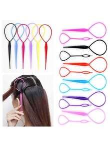 6對topsy Tail髮型工具,topsy Tail,頭髮編織配件馬尾製造器,法式辮工具topsy Tail Loop髮套套裝(6色) - 彩色 - 查看 4