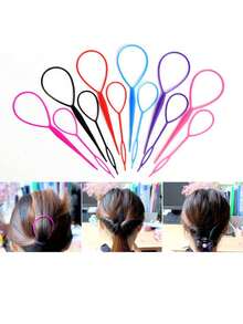 6對topsy Tail髮型工具,topsy Tail,頭髮編織配件馬尾製造器,法式辮工具topsy Tail Loop髮套套裝(6色) - 彩色 - 查看 2