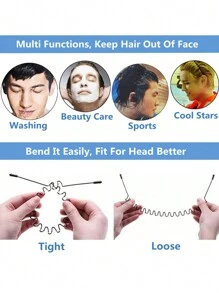 Street Metal Hair Band For Men Headband Women Hair Bands Men Unisex Black Wavy Spring Outdoor Sports Headbands For Men's Hair Band Hoop Clips Women Accessories Simple Elastic Non Slip Head Band Headwear,Hairband,Hair Hoop