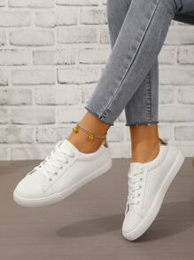 女士休閒運動鞋新款時尚白色運動鞋百搭女裝平底鞋