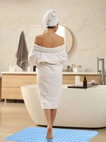 1pc Bath Mat - Lux Decor Non-Slip Durable PVC Tub Mat With Suction Cups And Drainage Holes - 40x16 Inches- For Shower And Bathtub Comfort, Roll-Up Storage, Home Decor, Back To School, Graduation Gifts-, Spring Cleaning Upgrade, Valentine's Day Spa Feel, Safety First, Quick Dry Surface, Mold Resistant, Easy Clean, Comfortable Standing, Shower Essential, Bathtub Safety, Bathroom Upgrade, Daily Use Mat, Home Basic, Family Use, Everyday Living - 淺藍 - 查看 8