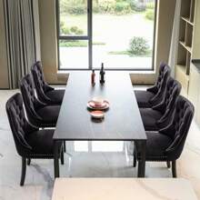 2/4/6 Piece Set Velvet Upholstered Dining Chairs, Wingback  Side Chairs Button Tufted With Solid Wood Legs For Kitchen,Dining Room. - Black - View 5