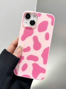 1pc Matte Tpu Phone Case With Pink Cow Pattern Compatible With IPhone 11/12/13/14/15 Pro Max