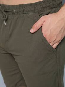 Men Denim Shorts - Army Green - View 4