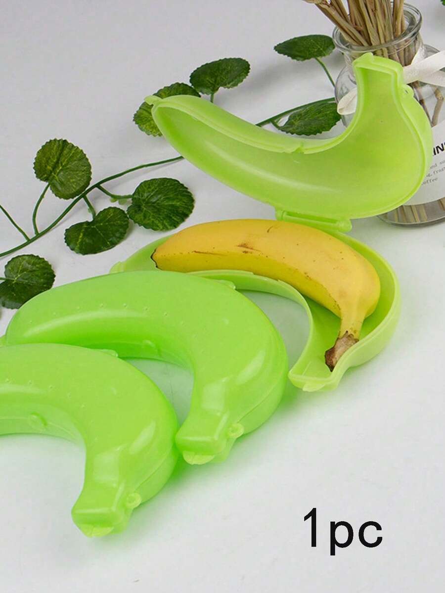 1pc Banana Storage Box For Outdoor Travel Cute Banana Case Protector Box Container Trip Lunch Fruit Storage Box Holder Cute Model, Banana Storage Box: Portable Fresh-keeping Box For Outdoor Travel, Perfect For Storing Bananas To Keep Them Fresh - Green - View 1
