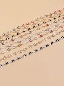 100cm Anti-fade Electroplated Colorful Crystal Butterfly Diy Handmade Necklace Chain Accessory - Silver - View 3