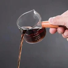 1入組75ml高硼硅玻璃製有木柄和測量盎司的杯子,非常適合用來在聖誕節為您的摯愛手工製作咖啡。 - 彩色 - 查看 5