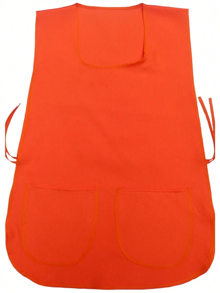 Mandil O Delantal Tipo Casaca, 100% Poliester, Varios Colores - Naranja - Ver 1