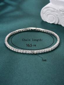 1pc 3mm Top Quality Hip Hop Four Claw Round Cut Zirconia Tennis Chain Bracelet In White Gold S925 Sterling Silver Shining Light Luxury And High-End Exquisite Bracelet Fine Jewelry Gifts For Girls - Silver - View 15