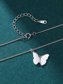 1入組簡約風和時髦S925純銀藍色蝴蝶吊墜項鍊適合女士,精細首飾類禮品