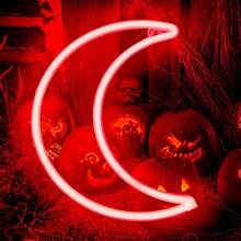 Halloween Led Neon Moon Light In Red