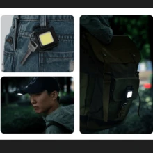 Mini Linterna Llavero Multifunción, Luz De Mano Recargable - Negro - Ver 6