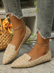 Women's Comfortable Pointed Toe Flat Slip-Onlip-On Design, Spring & Autumn, Foreign Trade Large Size 35-45 - Apricot - View 5