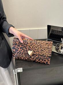1 件新款时尚便携式 PU 皮革牛皮/豹纹磁吸女士手提包妈妈礼物派对婚礼，时尚猎豹印花女士包豹纹回归 - 彩色 - 查看 5