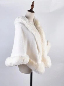 YWQLWJ Khăn choàng ấm áp 1 chiếc thanh lịch dành cho nữ, Áo khoác ngoài mùa đông thân thiện với da - trắng - Xem 4