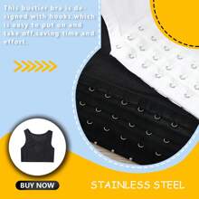 1pc Women's Chest Binder Bra, Breathable Sport Vest, Chest Compression Shapewear To Show Small Chest, All Seasons - Black - View 6