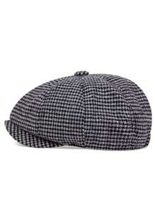 1pc Men's Houndstooth Newsboy Cap For Outdoor Leisure Activities, Traveling, Beach Parties In Spring And Autumn - Multicolor - View 2