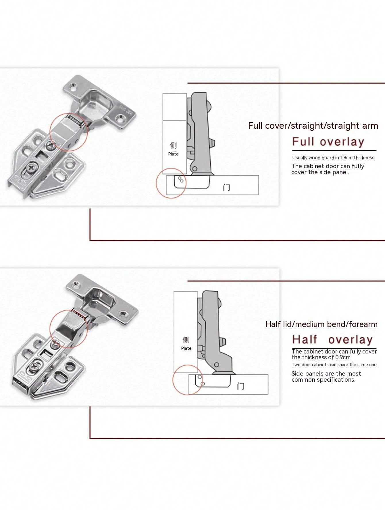 Thickened Two-stage Force 304 Stainless Steel Hinge For Wardrobe