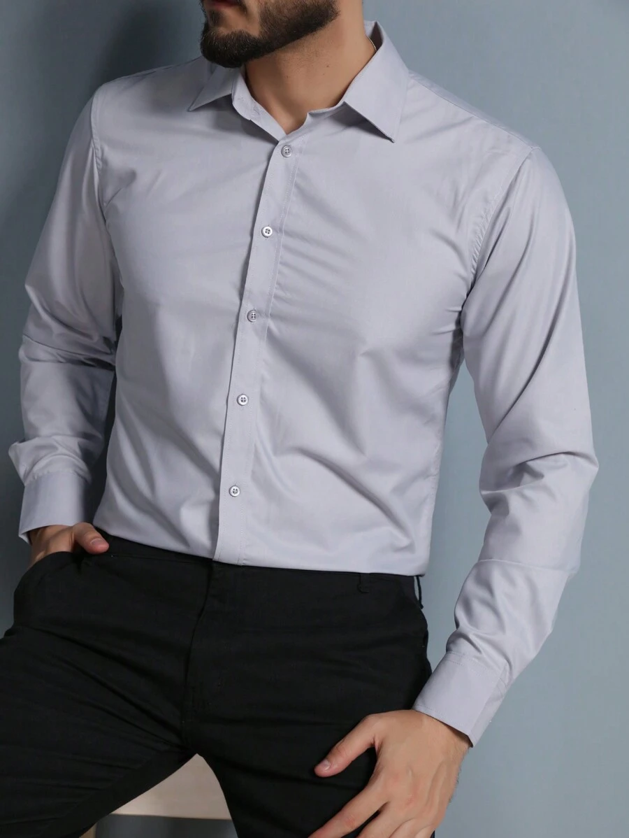 Men Shirts - 灰色 - 查看 1