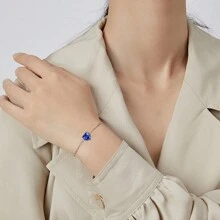 1pc Hearts Bracelet For Women Girls, Zirconia Birthstone Bracelets 925 Sterling Silver Anklets Elegant Chain Jewelry Gift For Her Mom Wife Girlfriend Birthday Anninversary Dating Valentine's Day Gifts, Mother's Day Gifts - Heart-shaped - View 10