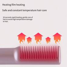 Herramienta De Estilo De Cabello Inalámbrica Y Portátil De Tamaño Mini, Cepillo Alisador Y Peinador De Cabello Sin Cable Ni Cargador, Cepillo Portátil - Rojo - Ver 6