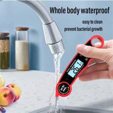 數字餐飲溫度計燒烤肉類溫度計探測類型防水液體溫度計可折疊 - 黑色 - 查看 8