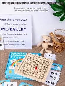 1 Pieza Tabla De Fórmulas De Multiplicación De Nueve Nueve Para Niños De Preescolar, Mesa De Multiplicación De 99 Para Educación Temprana De Matemáticas Juego De Mesa Digital De Madera Y Rompecabezas Para Niños De 3 A 8 Años - Azul - Ver 4