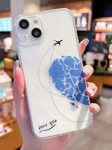 2pcs Couple Heart Pattern Printed Clear Phone Case Compatible With Iphone, Huawei, Samsung - Multicolor - View 2