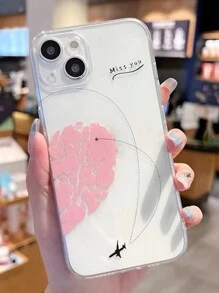 2pcs Couple Heart Pattern Printed Clear Phone Case Compatible With Iphone, Huawei, Samsung - Multicolor - View 3